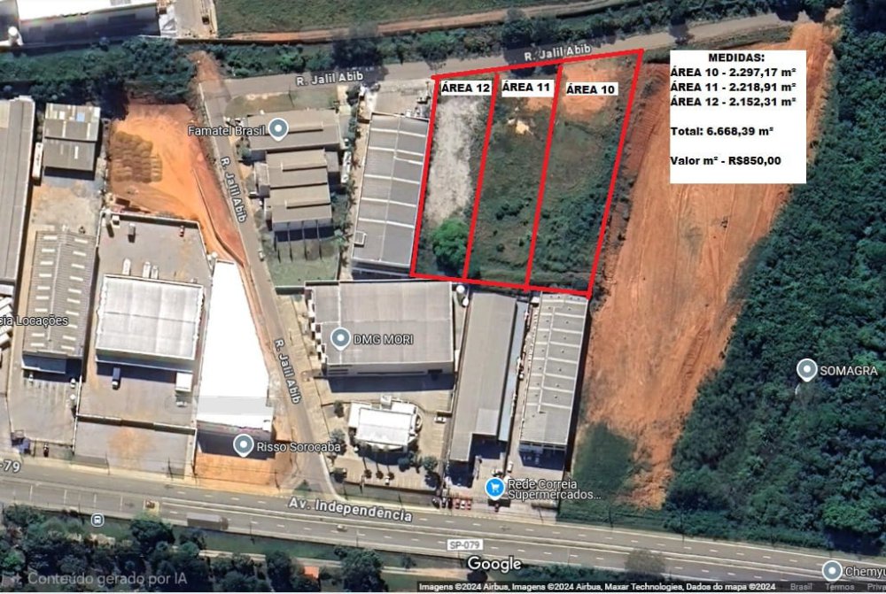 Área industrial plana com 6.668 m² à venda